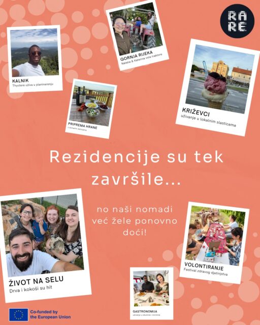 Rezidencije u Hrvatskoj su tek završile... no RARE avantura ide dalje!

Digitalni nomadi su se službeno odjavili iz predivnog Prigorja, a dojmovi se još uvijek slažu. Od planinarenja na Kalniku i vožnje traktorom u Gornjoj Rijeci, preko uživanja u lokalnim slasticama u Križevcima pa sve do pravog seoskog života i volontiranja na našem Festivalu- znajte da se nomadi već žele vratiti i iduće godine! ✨

I dok oni s osmijehom vrte uspomene, projekt RARE ne staje. Evo što nas sve očekuje u narednom razdoblju:
1. Rezidencijalni programi se sele u predivne ruralne kutke Italije, Njemačke i Španjolske, gdje će novi nomadi otkrivati lokalne čari koje su pripremili naši partneri projekta.
2. Uskoro donosimo poseban video kojem su doprinijeli naši nomadi kako bi prezentirali Prigorje kroz svoje oči.
3. Pripremamo razvoj digitalne platforme koja će spajati digitalne nomade s autentičnim lokalnim iskustvima, domaćim proizvodima i skrivenim draguljima naših domaćina.
4. Pripremamo dokument s prijedlozima i povratnim informacijama nomada kako bi lokalne usluge bile još bolje i zanimljivije.

Hvala Thystere, Natalia i Katerina što ste unijeli sjajnu energiju u naš kraj, kao i lokalnoj zajednici koja ih je ugostila raširenih ruku! ❤️

#RAREproject #DigitalNomads #Croatia #Prigorje #Križevci #Kalnik #GornjaRijeka #RuralTourism #RemoteWork #TravelAndWork