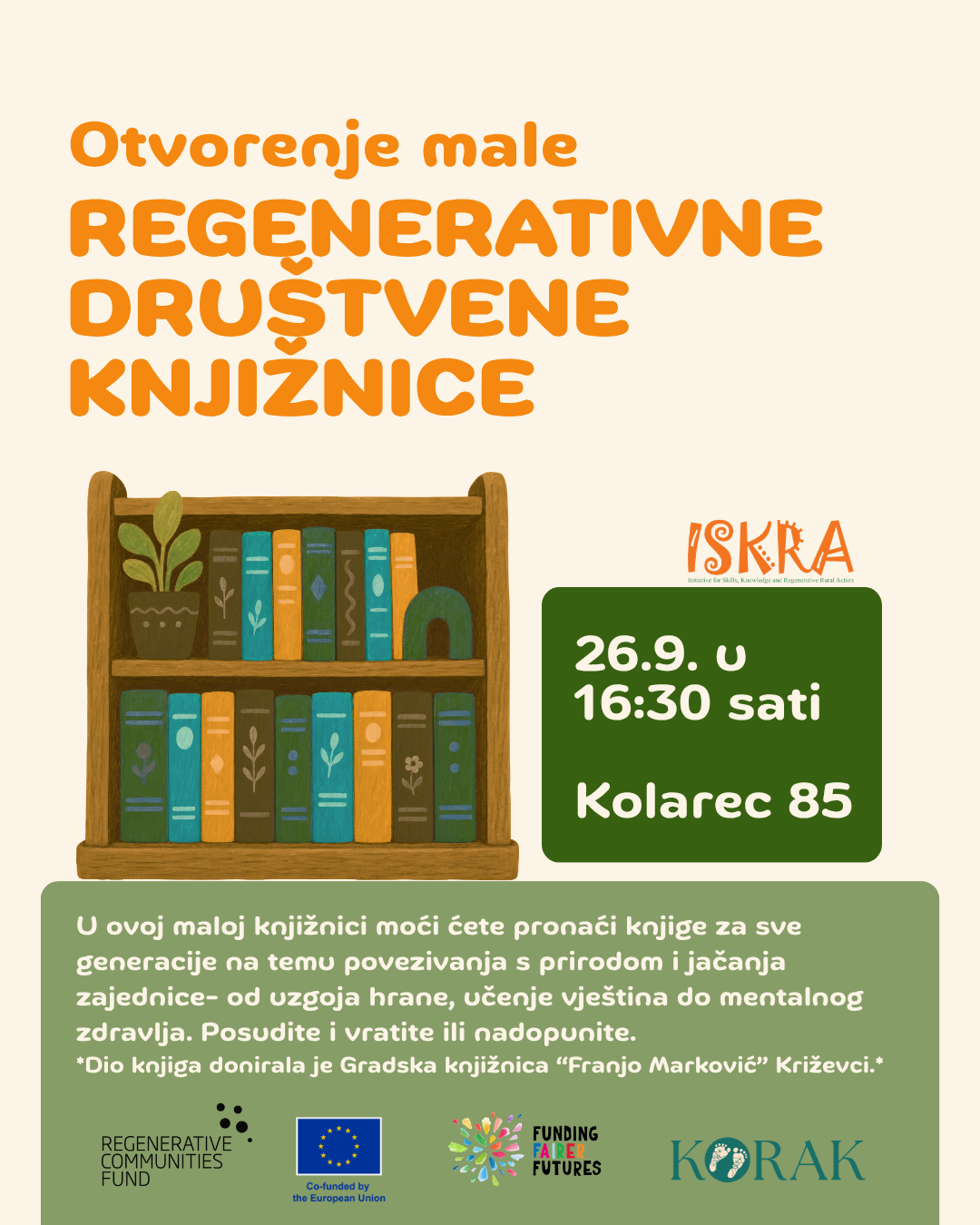 Otvorenje regenerativne knjižnice 26.9. u 16:30